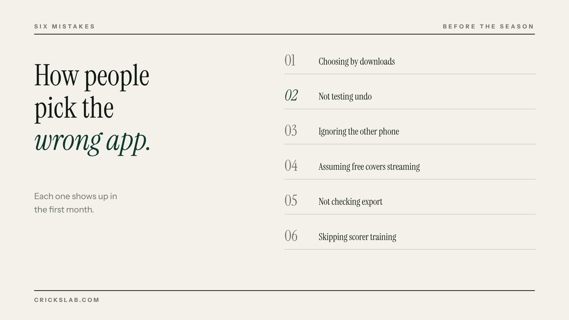Six mistakes people make when choosing a cricket scoring app